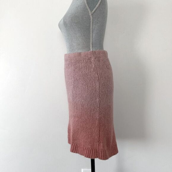 Free People Blush & Coral Pink Ombré Knit Pencil Skirt Sz M Boho Chic Coastal - Picture 3 of 11